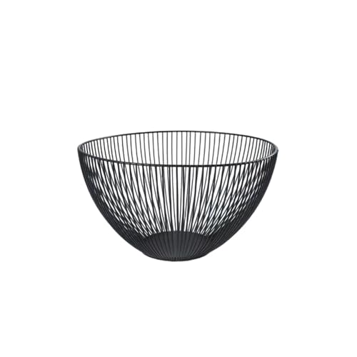 LIN HOME Regalo Del Día De La Madre: Cesta De Frutos Radial De Alambre Negro XZ-23155 - Canasta Moderna Para Encimera De Cocina, Comedor Y Salón - Almacenamiento Decorativo Para Frutas, Verduras Y Mer
