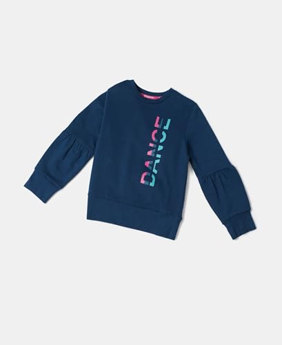 Image of Jockey AG13 Girl's Super Combed Cotton French Terry Graphic Printed Sweatshirt with Ribbed Cuff
