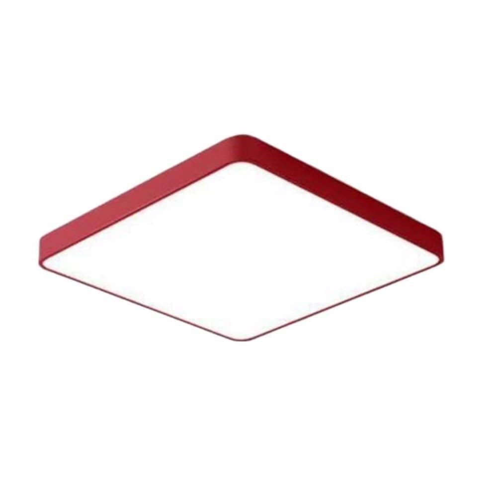KXEcoLife Semi Flush Mount Ceiling Light Modern LED - with Acrylic Lampshade Three-Color Dimming Lighting for Bedroom Living Room Dining Room(Red Square-50cm)