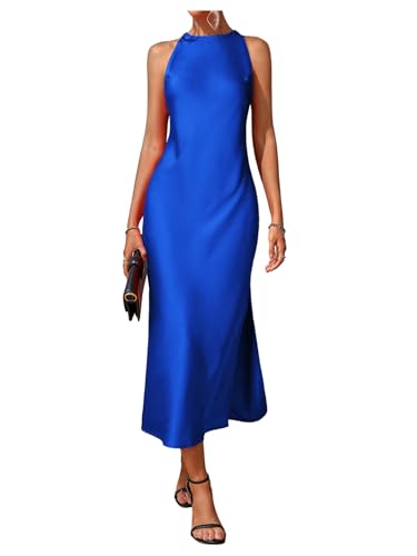 Image of Floerns Women's Elegant Sleeveless Crew Neck Maxi Dress Slit Cocktail Tank Dress