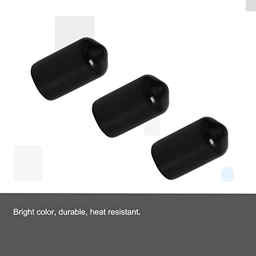 Image of 50PCS ID6mm(1 /4 inch) Black PVC Rubber End Caps, Vinyl Flexible End Caps, Round Pipe End Caps, Bolt Thread Protector Safety Caps