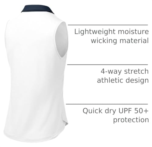 Image of BGOWATU Women's Sleeveless Golf Polo Shirts Collared V Neck Tennis Tank Tops UPF 50+ Quick Dry Lightweight