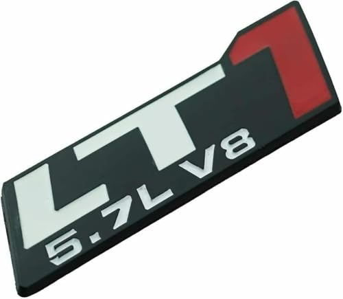 Image of Pair Set LT1 5.7L V8 Engine Hood Trim Badge 3D Emblem Sticker Nameplate (Black White Red)