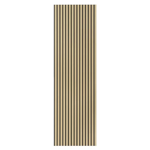 Pannelli Decorativi Murali Acustici Fonoassorbenti in Legno, Pannelli Decorativi con Listelli in Legno per Isolamento Acustico e Riduzione del Rumore (Teak, 240cm)