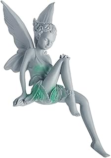 ZoneYan Flower Fairy Sculpture, Garden Sitting Fairy Statue, Sitting Fairy Statue, Tudor And Turek Angel Girl Figurines Craft, Garden Ornament Resin Landscaping Yard DecorationGray