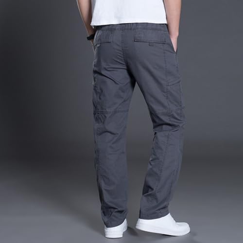 Men's Casual Cargo Pants Elastic Waist Plus Size Straight Leg Loose Fit Comfortable Outdoor Sports Pants 6