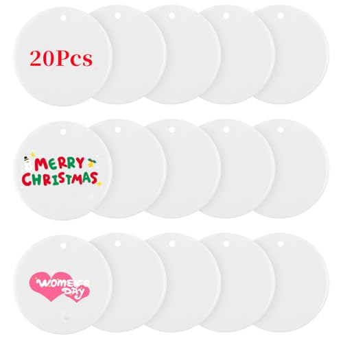 Senbota White Acrylic Ornaments Blanks,Round Acrylic Disc 3 inch 1/8