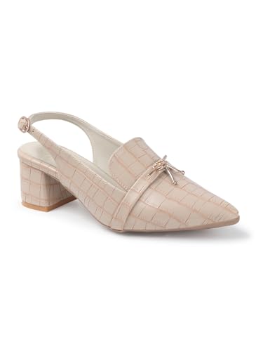 Image of Carlton London Women Comfortable Block Heel Pointed Toe Slingback Fashion Shoes for Party, Office use, Casual use
