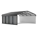 Benass 20x20FT Heavy Duty Metal Carport, Galvanized Steel Roof Portable Garage with PE Sidewalls, 2x2 Reinforced Square Tube Frame, All-Weather Waterproof Shelter for Car, Truck, Boat