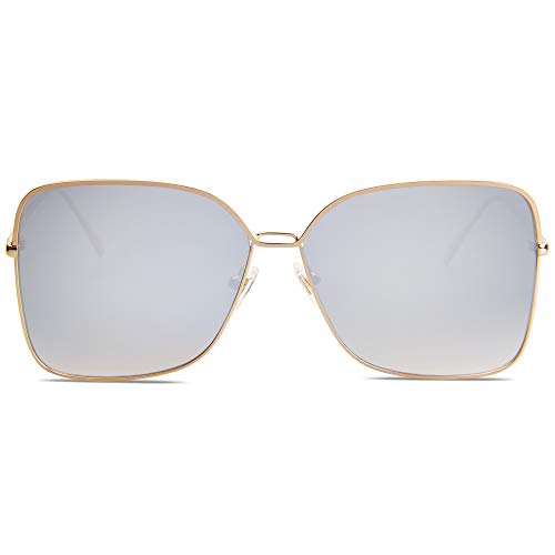 SOJOS Large Square Oversized Sunglasses for Women Big Designer Style Sunnies SJ1082, Gold/Silver SOJOS Large Square Oversized Sunglasses for Women Big Designer Style Sunnies SJ1082, Gold/Silver