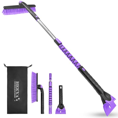 HEEYA 48 Inch Long Snow Brush for SUV, Extendable Ice Scraper and