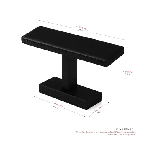 Microfiber T-bar Bracelet Watch Stand Jewelry Bracelet Watch Holder Necklace Bangle Organizer Holder Jewelry Stand,Solid Wood Interior(Black)