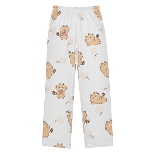 Cute Cartoon Cat Boys Pants Boys Athletic Pants Long Pant for Boywith Pockets Wide-Leg Size 6-14Y