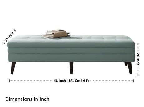 Image of Upholstered Storage Ottoman Bench for Bedroom & Living Room | 4 Ft Tufted End of Bed Bench with Hidden Storage | Long Sofa Bench Seating with Wooden Legs | Multipurpose Ottoman Bench Stool, Sky Blue