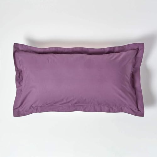 Image of HOMESCAPES Purple Grape Pure Egyptian Cotton King Size Oxford Pillowcase 200 TC 400 Thread Count Percale Equivalent Pillow Case Pack of 2