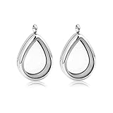 Africanbeads 2PCS 30MM Floating Charm Memory Glass Locket Necklace, 316L Stainless Steel Teardrop Necklace that Holds 6-8 Pearls or Pictures for Women/Girls