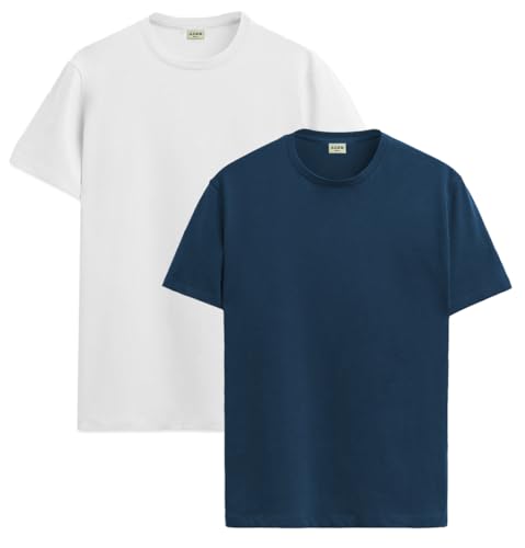 Image of ADRO Men's Cotton Regular Fit Combo Plain Solid T-Shirt Pack of 2