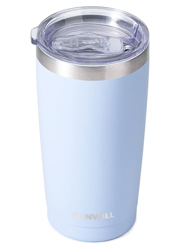 Image of SUNWILL Travel Coffee Tumbler 20 oz, Insulated Mug with Lid, Stainless Steel Cup for Hot and Cold Drinks, Powder Coated Iceberg