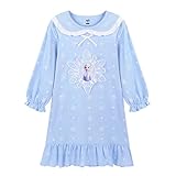 ELSA Mädchen Nachthemd Kinder Frozen 2 Schlafanzug Nachtkleider Langarm Eiskönigin 2 Prinzessin Eisprinzessin (Blau, 120)