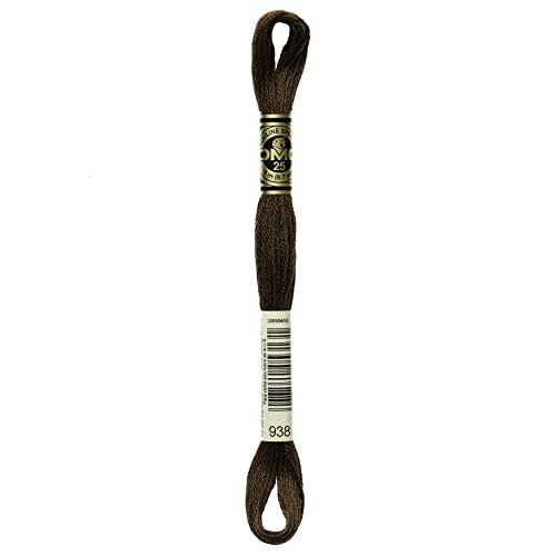Image of DMC Thread 6-Strand Embroidery Cotton 8.7 Yards Ultra Dark Coffee Brown 117-938 (12-Pack)