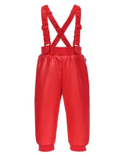 GULLIVER - Pantaloni invernali da neve, impermeabili, con bretelle, 9 24 mesi, 74 92 cm, colore: rosso Colore: rosso 92 cm(24 mesi)