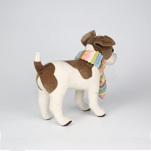 CU-MATE 12 '' Jack Russell Terrier Plüschtier Realistischer stehender Hündchen - Weiß und Braun Handgefertigtes weiches Plüsch Jack Kuscheltiere Geschenk für Jungen Mädchen