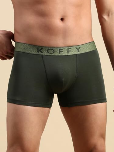 Image of KOFFY Men's Stretchable Cotton Lycra Long Trunk with C-Type Front Open | Wrinkle-Free | Ultra-Soft Elastic