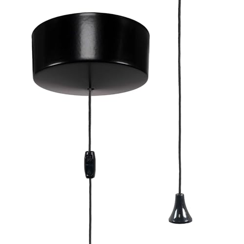 ElekTek Satin Black (powder coated) Metal Cover Bathroom Ceiling Light Pull Cord String Switch Bathroom Accessory - includes wiring instructions, 6 Amp 1-way or 2-way operation
