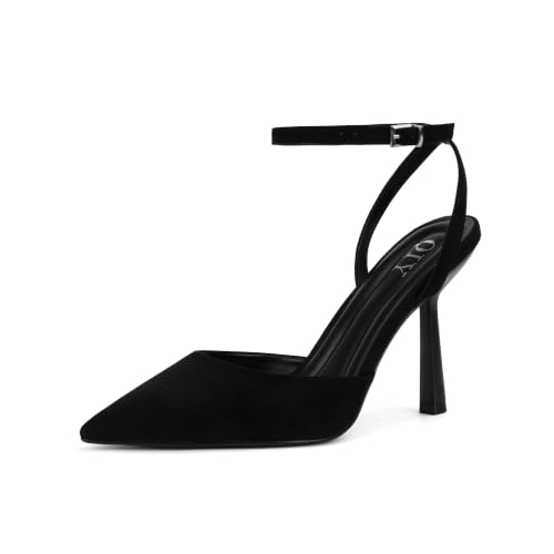 Image of QIY Closed Toe Heels for Women Pumps High Heel Strappy Sandals | Pointed Toe Slingback Women Heels with Ankle Strap, Stilettos Wedding & Bridal Formal Dress Shoes for Evening Party, Prom