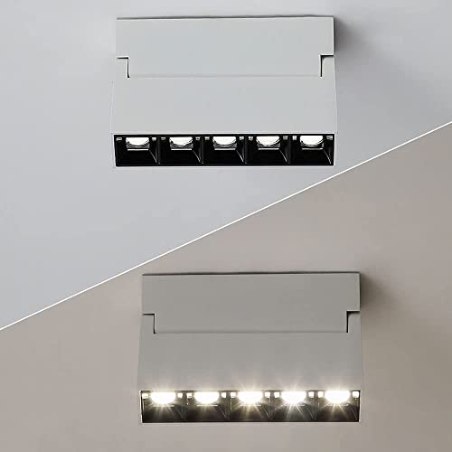 Kit d'éclairage de piste fixe blanc 12W avec spots réglables - 6