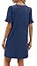OFEEFAN Navy Blue Dresses for Women Summer V Neck Business Dresses for Women Ruffle Shift Dress with Pockets L