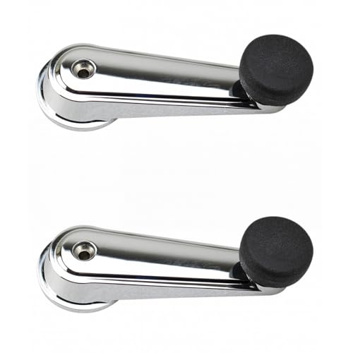 Image of TRQ Window Crank Handle Set Chrome & Black Compatible with 1995-2003 Mack CH 2008-2009 CHU 2001-2007 CV 2006-2007 CXP CXU GU7 GU8