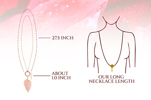 Bermeio Rose Gold Leaf Necklace For Women. Gold Plated Circle Pendant. Long Chain.gift For Her. Birthday Gifts For Women. #TOP6