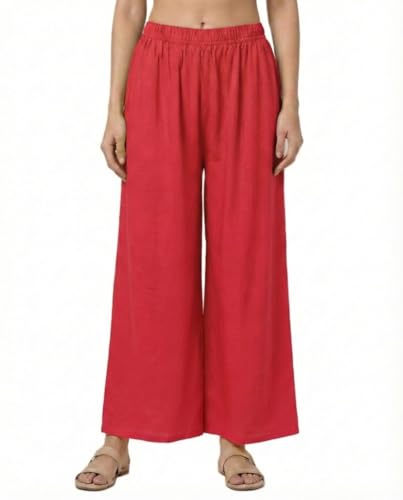 Image of Plaazo Women's Cotton Palazzo | Wide Leg Palazzo for Women | Soft Breathable High Waist Bottom Wear | Comfortable Casual, Office, Travel for Women