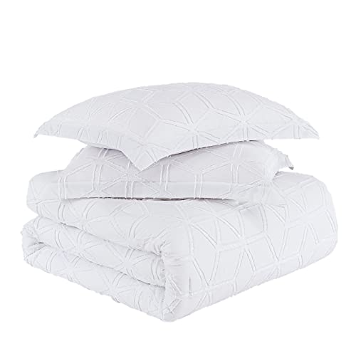 Walensee King Comforter Set Clipped Jacquard Diamond 100% Polyester Soft Washable Microfiber Bed Comforters With 2 Pillowshams All Season Lightweight Cozy Bedding Comforter Set 3 Pieces 104"X90" White #TOP5