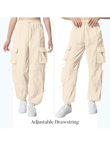 Image of EXARUS Girls Parachute Pants Cargo Hip Hop Wide Leg Baggy Y2K Teen