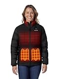 ORORO Women's Heated Puffer Jacket with 4 Heat Zones, Lightweight Heated Coat with USB-C Rechargeable Battery (Black,L)