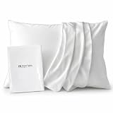 Sleep Tailor 枕カバー 43×63cm 枕用 日本製 綿100％ 350本高密度 防ダニ サテン シルクのような滑らかさ 北欧 ホテル仕様 ピローケース ノーブル (43×63cm枕用カバー, パールホワイト)