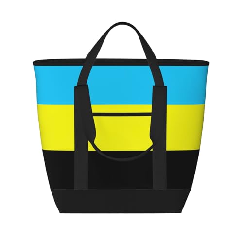 Sac isotherme grande capacité noir motif Burongan grand format cabas de courses réutilisable