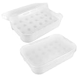 BESPORTBLE 2 Stück Pack Stapelbare Eieraufbewahrungsbox aus Kunststoff mit Deckel Transparente Atmungsaktive Eierhalter für Kühlschrank und Gefrierschrank Weiß 24 Fächer