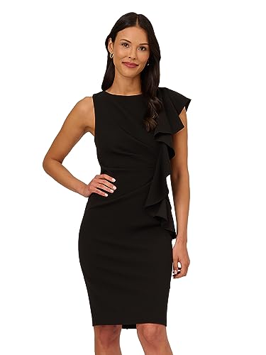 Adrianna Papell Women's Short Ruffle Crepe Dress