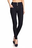 Women's High Waisted Jeggings- Light Fleece Lined Pull On Skinny Pants Stretch Knit Denim Leggings Regular -Plus Size, B-navy-2, Small