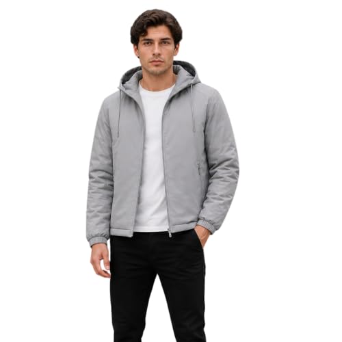 Image of MIA FASHION Men's Hooded Waterproof Rain Jacket Lightweight Wind Resistant Jacket with Zipper Pockets for Bike Riding, Travel & Outdoor Use