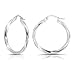Hoops & Loops Sterling Silver 2mm Twist Round Hoop Earrings, 30mm