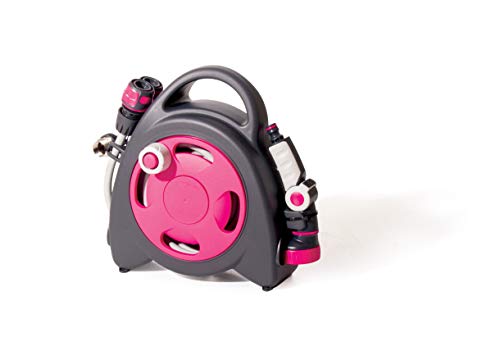 GF Garden, Aquabag Mini, Avvolgitubo compatto da Giardino con 8,5 Metri di Tubo per Irrigazione, in kit pronto alluso, per lIrrigazione di Piante, Vasi, Balconi e Giardini, colore Fucsia