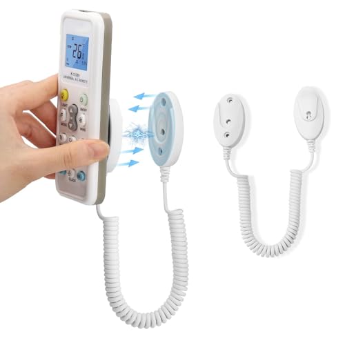 TERRIFI 2-Pack Magnetic Remote Control Holders with Spring Ropes, Wall-Mount Adhesive, Anti-Loss, Extendable Spring, Security Cable Lock for TV, DVD, Game Consoles(White, 70 Inch)