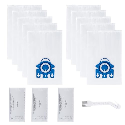 Puredaisy Replacement Dust Bags for Miele GN Vacuum Cleaners - Pack of 10 Bags, 3 Filter Sets, 1 Small Brush - Compatible with Classic C1, Complete C1/C2/C3, S2, S5, S8, S400 Series