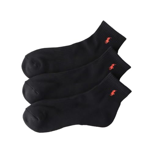 Polo Ralph Lauren 92009914 Mens Socks 3 Pair Set Footed Pile One-Point Short Socks Unisex Adult 01.Black x 3 33-37 US