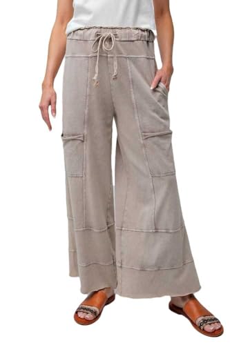 Easel Mineral Wash Knit Cargo Pants Mushroom/S