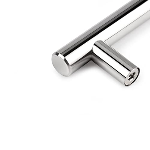 Image of Probrico 10 Pack 3.75 inch Hole Center Kitchen Cabinet Handles, Euro T Bar Polished Chrome Drawer Pulls Cabinet Pulls, Stainless Steel Cupboard Dresser Handles, 6 inch Length
